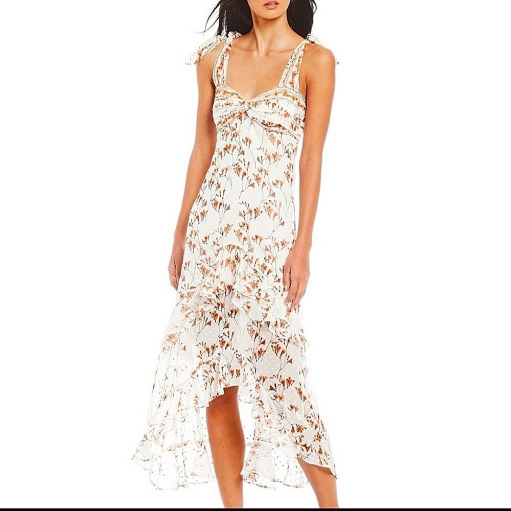 NWT Chelsea & Violet Sunshine and Flowers White Floral Maxi Dress L